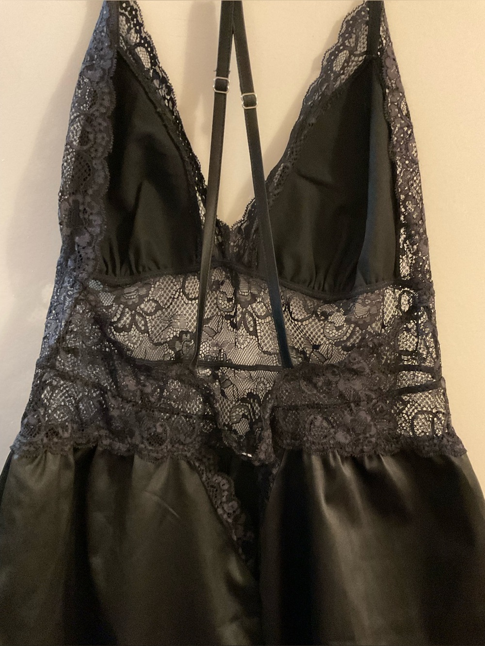EUC black satin and lace lingerie romper - Picture 11 of 11
